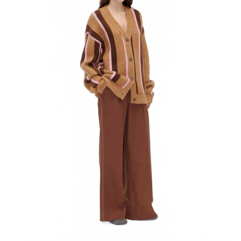 NEW STINE GOYA long sleeve cardigan in cocoa stripe